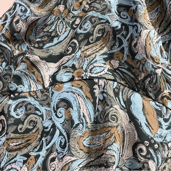 Vintage 90's Blue Paisley Long Midi Skirt Womens Large R.EQ. Layered Ruffle Hem - Picture 5 of 13